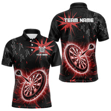 Load image into Gallery viewer, Custom Dart Jerseys For Men, Black And Red Dartboard Thunder Lightning Darts Shirts Polo &amp; 1/4 Zip TDM3666
