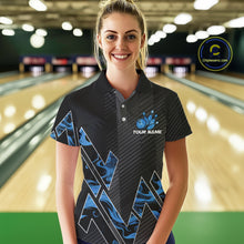 Load image into Gallery viewer, Personalized Fire Flame Bowling Jersey For Women Custom Bowling Team Shirt Polo &amp; 1/4 Zip |Blue TDM6239