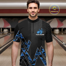 Load image into Gallery viewer, Personalized Fire Flame Bowling Jersey For Men Custom Bowling Team Shirt Polo &amp; 1/4 Zip |Blue TDM6239