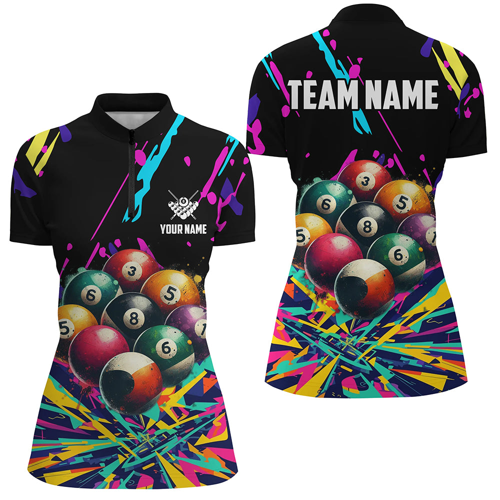 Personalized Colorful Billiard Balls 3D Printed Shirts For Women Custom Unique Billiard Apparel TDM1581