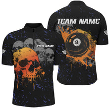 Load image into Gallery viewer, Custom Grunge Orange Skull 8 Ball Pool Men Billiard Polo &amp; Quarter-Zip Shirts, Pool Player Shirts TDM1733
