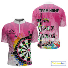 Load image into Gallery viewer, Funny Dartboards Colorful Paint Aim Shoot Swear Repeat Custom Men Darts Shirt, Dart Jerseys |Pink TDM4115