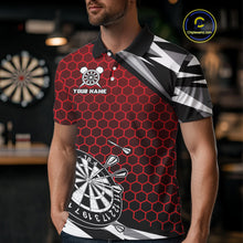 Load image into Gallery viewer, Personalized Dartboard Red Hexagon Dart Shirts For Men Custom Team Polo &amp; 1/4 Zip Darts Jerseys TDM4116