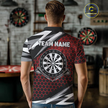 Load image into Gallery viewer, Personalized Dartboard Red Hexagon Dart Shirts For Men Custom Team Polo &amp; 1/4 Zip Darts Jerseys TDM4116