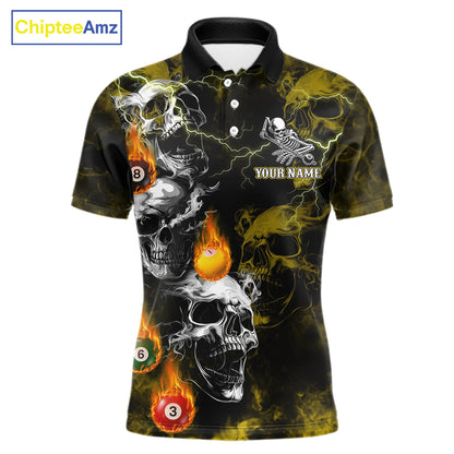 Personalized Yellow Grim Reaper Billiard Shirts For Men Custom Smoke Skull Pool Team Jersey TDM7425