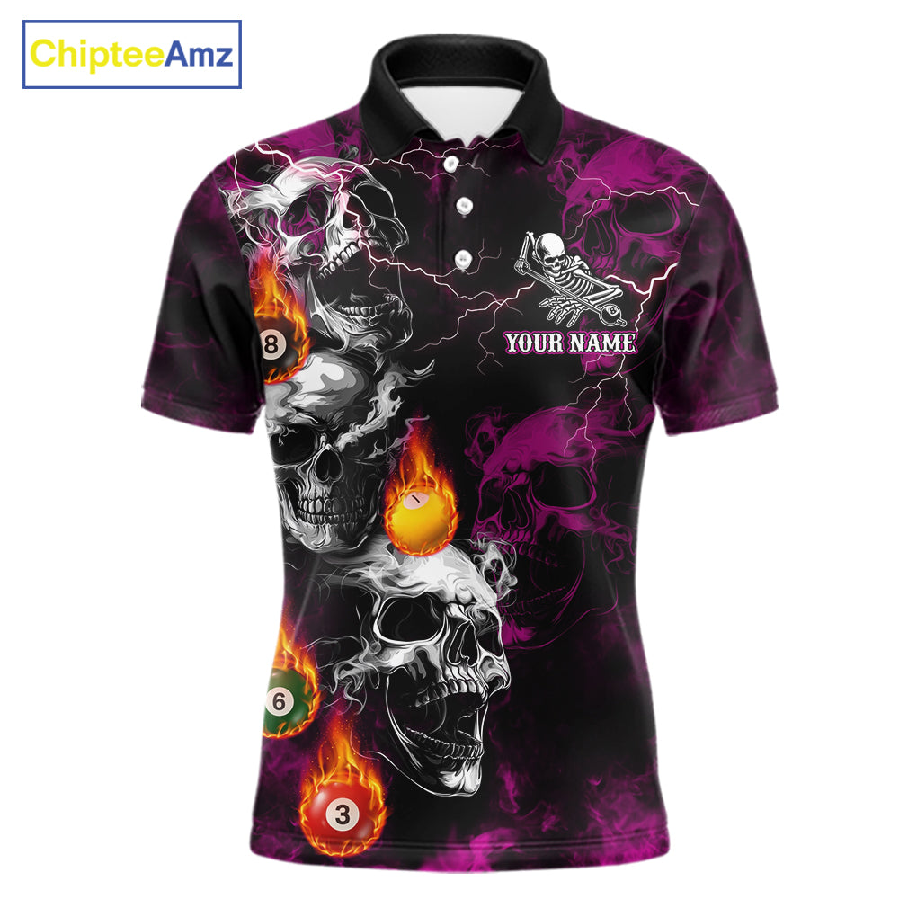 Personalized Pink Grim Reaper Billiard Shirts For Men Custom Smoke Skull Pool Team Jersey TDM7426