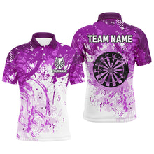 Load image into Gallery viewer, Personalized Purple Grunge Classic Darts Jerseys For Men Custom Team Name Darts Shirts Short Sleeve TDM2659