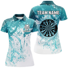 Load image into Gallery viewer, Personalized Turquoise Grunge Classic Darts Jerseys For Women Custom Team Darts Shirts Short Sleeve TDM2660