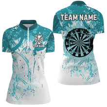 Load image into Gallery viewer, Personalized Turquoise Grunge Classic Darts Jerseys For Women Custom Team Darts Shirts Short Sleeve TDM2660