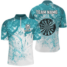 Load image into Gallery viewer, Personalized Turquoise Grunge Classic Darts Jerseys For Men Custom Team Darts Shirts Short Sleeve TDM2660