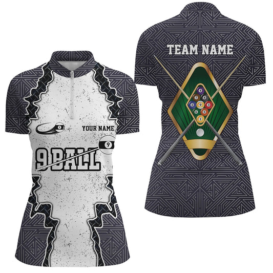 Personalized Armor 9 Ball Pool Billiard Women Quarter-Zip Shirts, 9 Ball Pool Team Shirts TDM0484