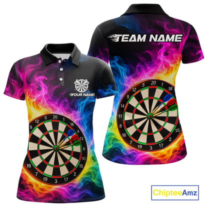 Colorful Rainbow Flame Smoke Darts Shirt For Women Custom Darts Team Jersey Personalized Darts Gift TDM8086