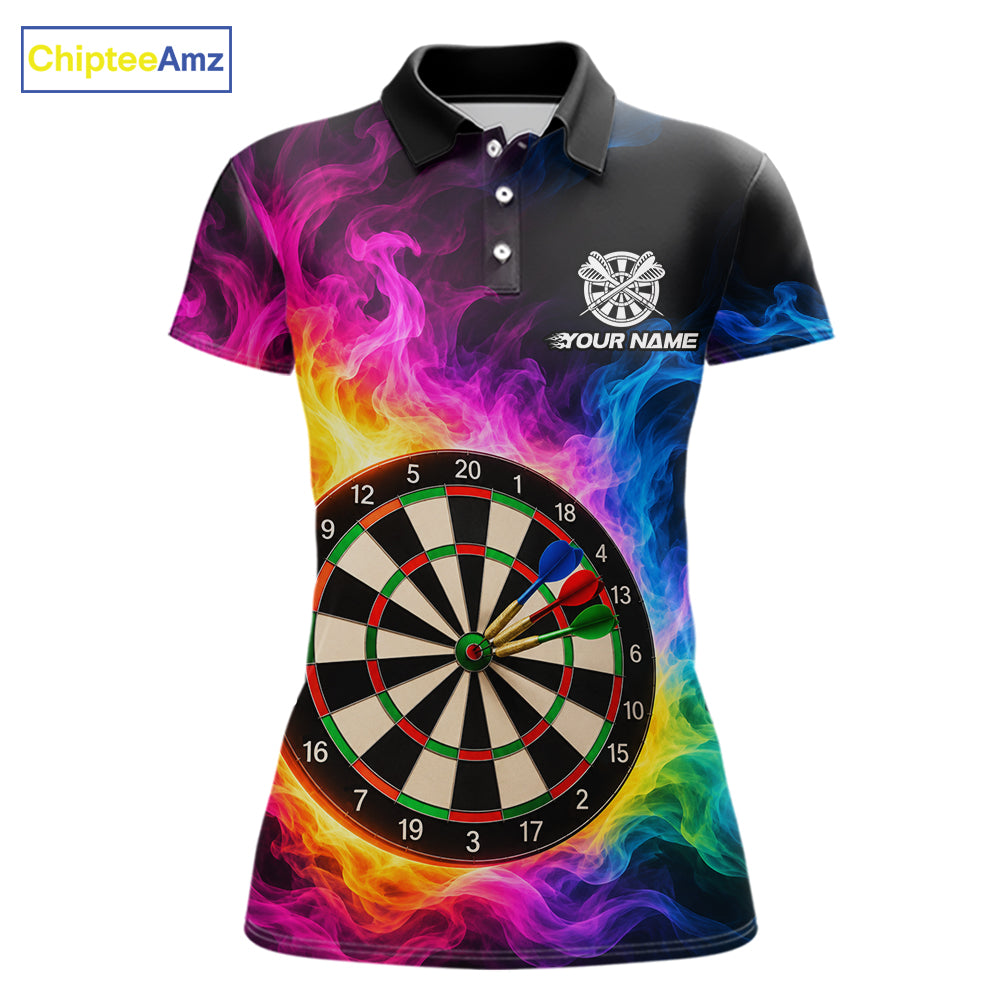 Colorful Rainbow Flame Smoke Darts Shirt For Women Custom Darts Team Jersey Personalized Darts Gift TDM8086