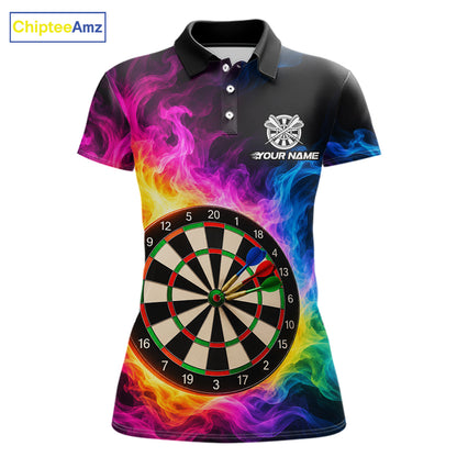 Colorful Rainbow Flame Smoke Darts Shirt For Women Custom Darts Team Jersey Personalized Darts Gift TDM8086