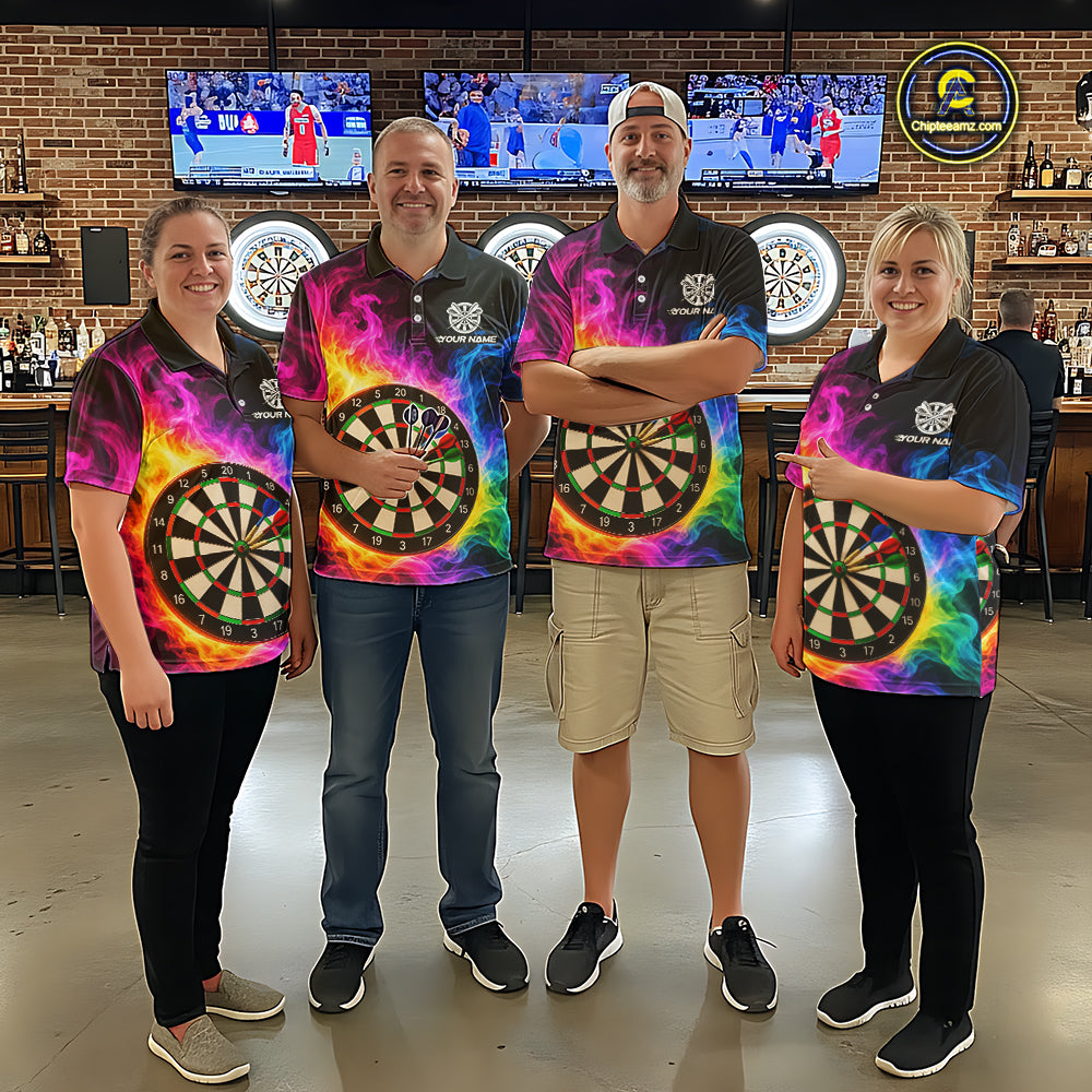 Colorful Rainbow Flame Smoke Darts Shirt For Women Custom Darts Team Jersey Personalized Darts Gift TDM8086