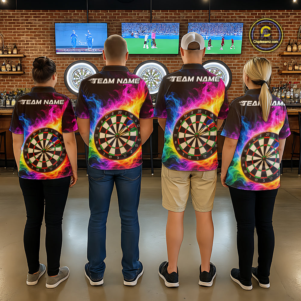 Colorful Rainbow Flame Smoke Darts Shirt For Women Custom Darts Team Jersey Personalized Darts Gift TDM8086