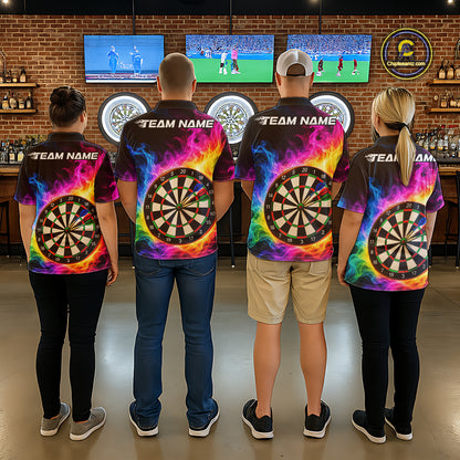 Colorful Rainbow Flame Smoke Darts Shirt For Women Custom Darts Team Jersey Personalized Darts Gift TDM8086