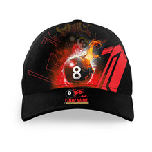 Load image into Gallery viewer, Billiard 8 Ball Flame Red Version 3D Printed Caps Hats, Custom Adjustable Billiard Baseball Caps For Men Women TDM0677