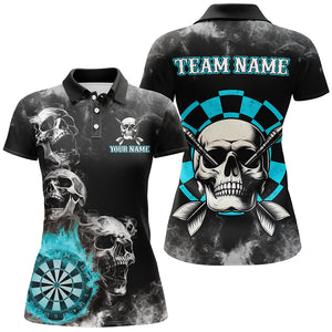 Personalized Blue Darts Smoke Skull Women Dart Shirts Custom Darts Board Fire Flame Dart Team Jersey TDM3133