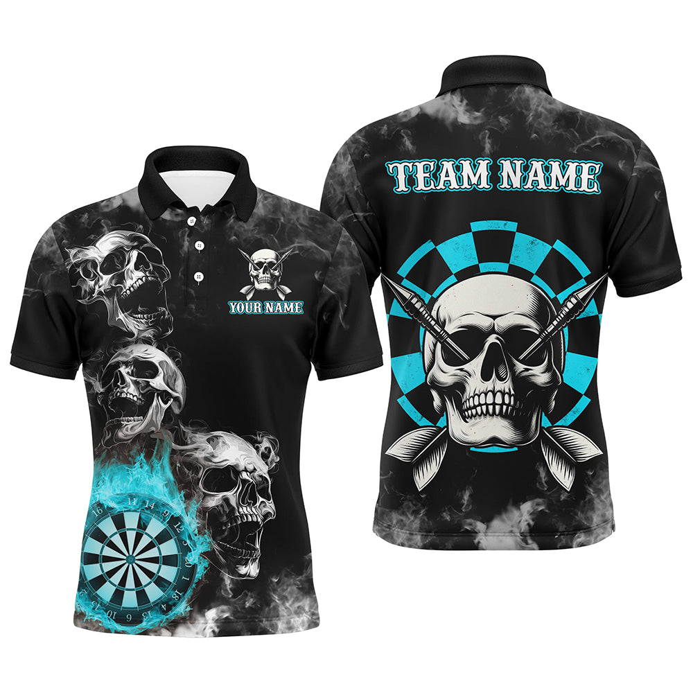 Personalized Blue Darts Smoke Skull Men Dart Shirts Custom Darts Board Fire Flame Dart Team Jersey TDM3133