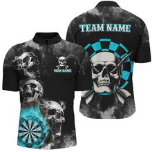 Load image into Gallery viewer, Personalized Blue Darts Smoke Skull Men Dart Shirts Custom Darts Board Fire Flame Dart Team Jersey TDM3133