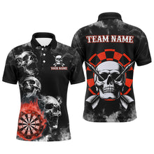 Load image into Gallery viewer, Personalized Red Darts Smoke Skull Men Dart Shirts Custom Darts Board Fire Flame Dart Team Jersey TDM3134