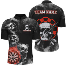 Load image into Gallery viewer, Personalized Red Darts Smoke Skull Men Dart Shirts Custom Darts Board Fire Flame Dart Team Jersey TDM3134