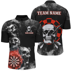 Personalized Red Darts Smoke Skull Men Dart Shirts Custom Darts Board Fire Flame Dart Team Jersey TDM3134