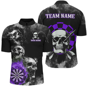 Personalized Purple Darts Smoke Skull Men Dart Shirt Custom Dart Board Fire Flame Dart Team Jersey TDM3135