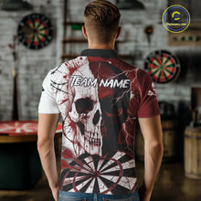 Load image into Gallery viewer, White &amp; Red Skull Dartboard Custom Men Dart Polo Shirt Retro Grunge Dart League Jerseys NYN2083