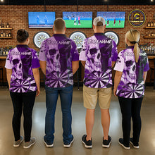 Load image into Gallery viewer, White &amp; Purple Skull Dartboard Custom Men Dart Polo Shirt Retro Grunge Dart League Jerseys NYN2084