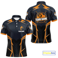 Load image into Gallery viewer, Billiard Jerseys For Men Custom Polo &amp; Quarter-Zip Billiard Team Shirts, 8 Ball Pool Shirt |Orange TDM3829
