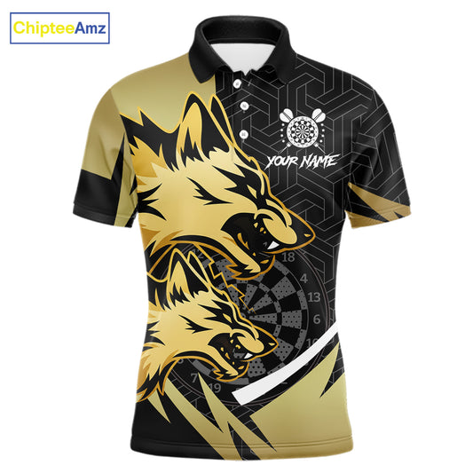 Black And Gold Dartboard Wolf Darts Shirt For Men Custom Darts Jersey Team Polo & 1/4 Zip TDM6470