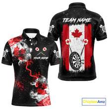 Load image into Gallery viewer, Customized Grunge Canada Flag Smoke Darts Polo &amp; Quarter-Zip Shirt, Patriotic Dart Jersey For Men TDM4129