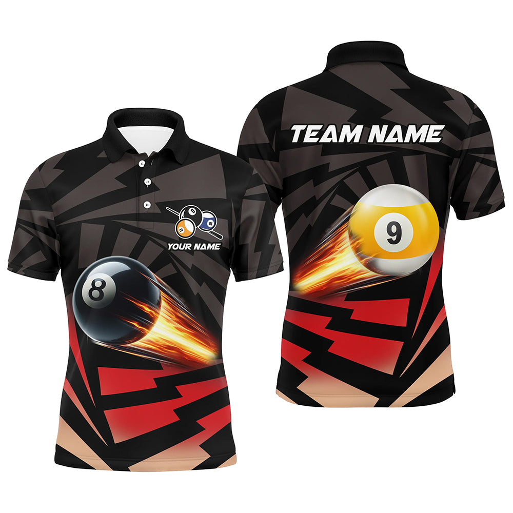 Personalized 8 Ball & 9 Ball Light Fire Billiard Shirts For Men Custom Billiard Apparel Jerseys TDM1957