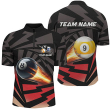 Load image into Gallery viewer, Personalized 8 Ball &amp; 9 Ball Light Fire Billiard Shirts For Men Custom Billiard Apparel Jerseys TDM1957