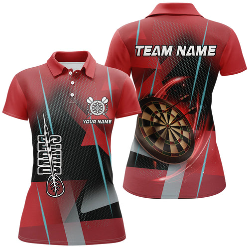 Personalized 3D All Over Print Darts Polo & Quarter-Zip Shirts For Women Custom Red Darts Team Jersey TDM1958