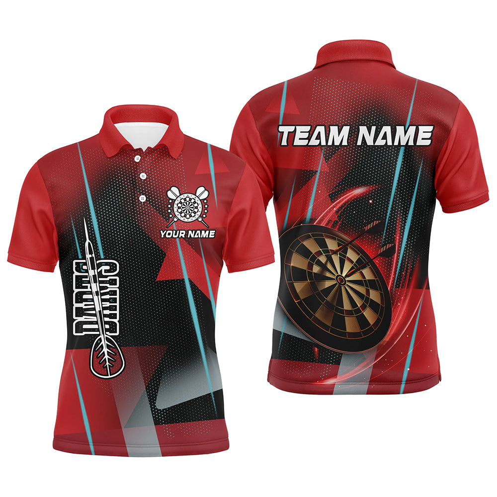 Personalized 3D All Over Print Darts Polo & Quarter-Zip Shirts For Men Custom Red Darts Team Jersey TDM1958