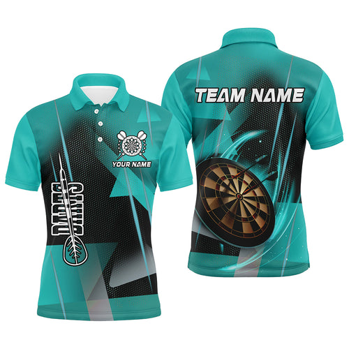 Personalized Darts Polo & Quarter-Zip 3D Printed Shirts For Men Custom Turquoise Darts Team Jersey TDM1959