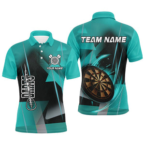 Personalized Darts Polo & Quarter-Zip 3D Printed Shirts For Men Custom Turquoise Darts Team Jersey TDM1959