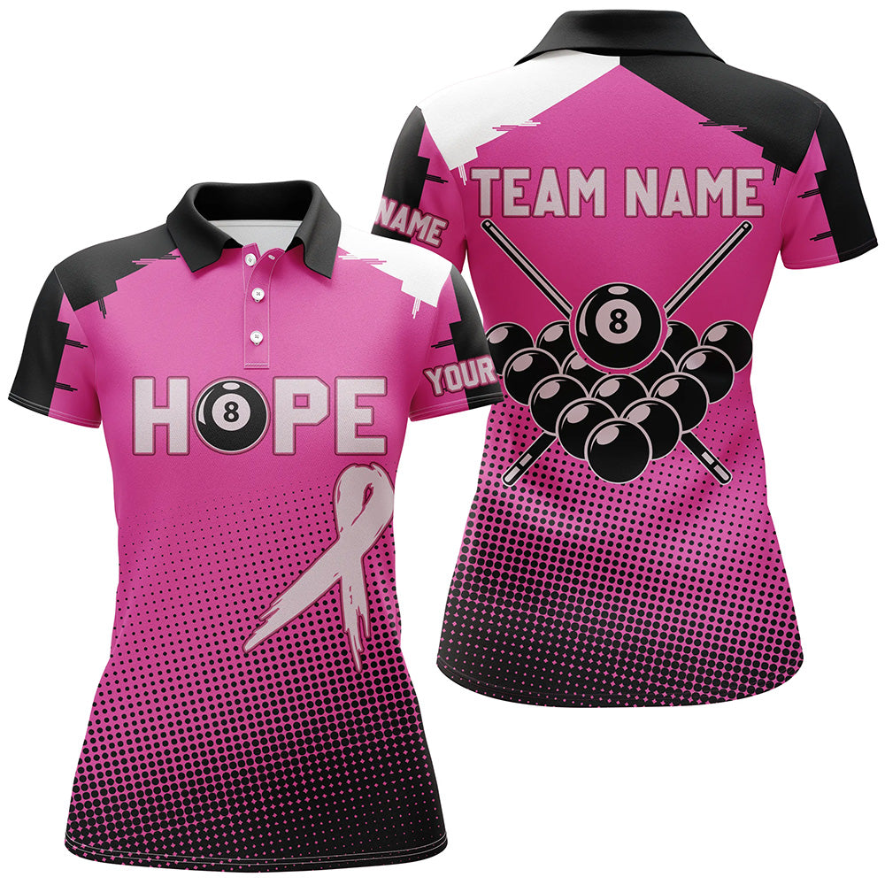 Breast Cancer Awareness Pink Ribbon Custom Women Billiard Shirts, 8 Ball Pool Pink Jerseys For Pooler TDM2421