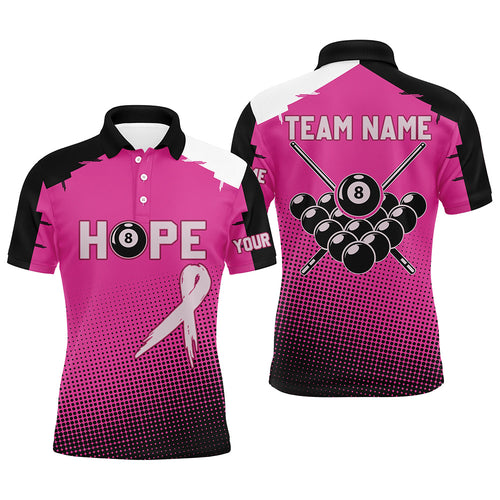 Breast Cancer Awareness Pink Ribbon Custom Men Billiard Shirts, 8 Ball Pool Pink Jerseys For Pooler TDM2421