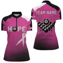 Load image into Gallery viewer, Breast Cancer Awareness Pink Ribbon Custom Women Billiard Shirts, 8 Ball Pool Pink Jerseys For Pooler TDM2421