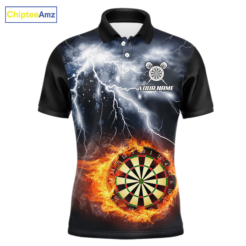 Black And White Flame Dartboard Lightning Darts Shirt For Men Custom Darts League Team Jersey TDM7439
