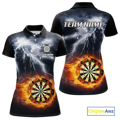 Black And White Flame Dartboard Lightning Darts Shirt For Women Custom Darts League Team Jersey TDM7439