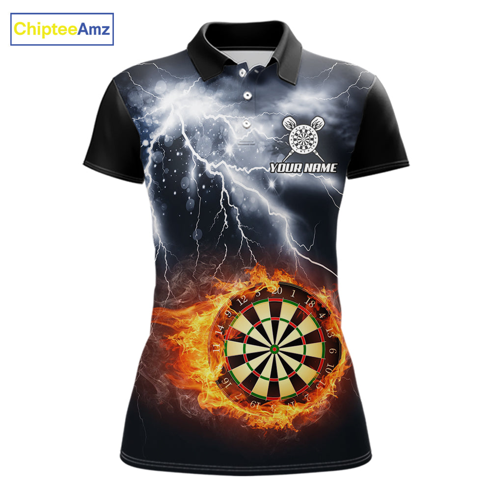 Black And White Flame Dartboard Lightning Darts Shirt For Women Custom Darts League Team Jersey TDM7439