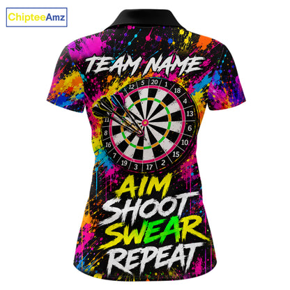 Colorful Aim Shoot Swear Reapeat Funny Darts Shirts For Women Custom Darts Team Jersey, Darts Gifts TDM7443