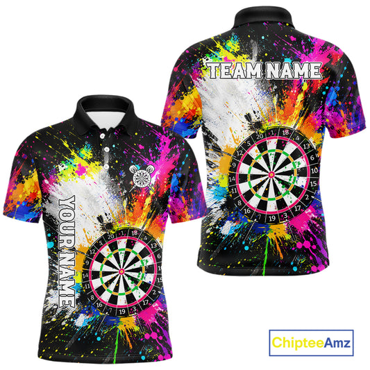 Funny Dartboards Colorful Paint Splash Darts Shirts For Men Custom Darts Team Jersey Darts Gifts TDM7445