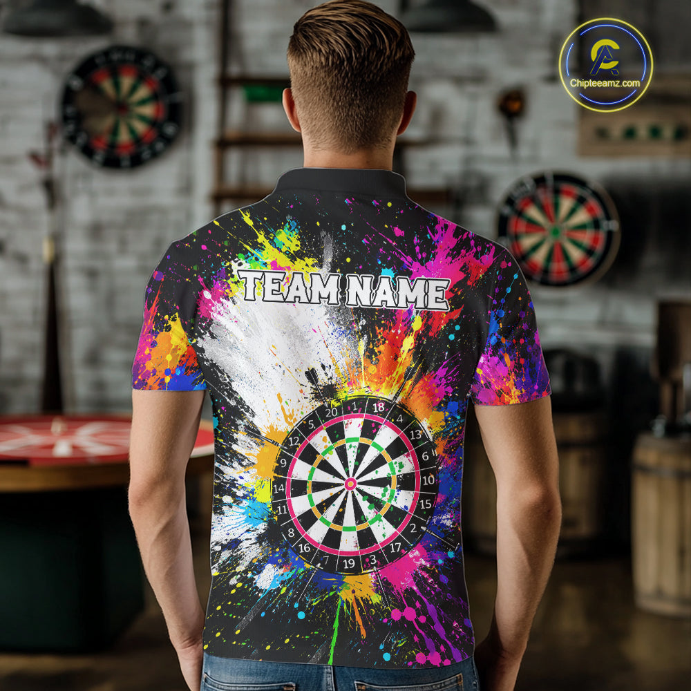 Funny Dartboards Colorful Paint Splash Darts Shirts For Men Custom Darts Team Jersey Darts Gifts TDM7445