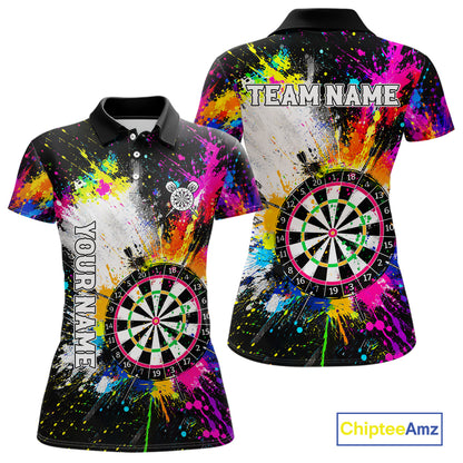 Funny Dartboards Colorful Paint Splash Darts Shirts For Women Custom Darts Team Jersey Darts Gifts TDM7445